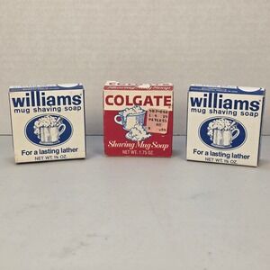 Vintage Williams and Colgate Shaving Mug Soap Lot of 3 New Old Stock Pucks